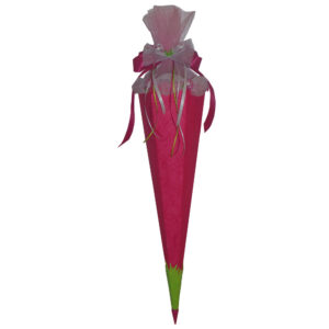 Zuckertüte/ Schultüte in pink + Blumenkante