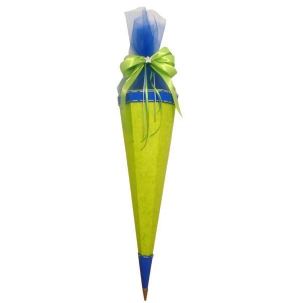 Zuckertüte/ Schultüte hellgrün - blau, Polizei, Polizeiauto